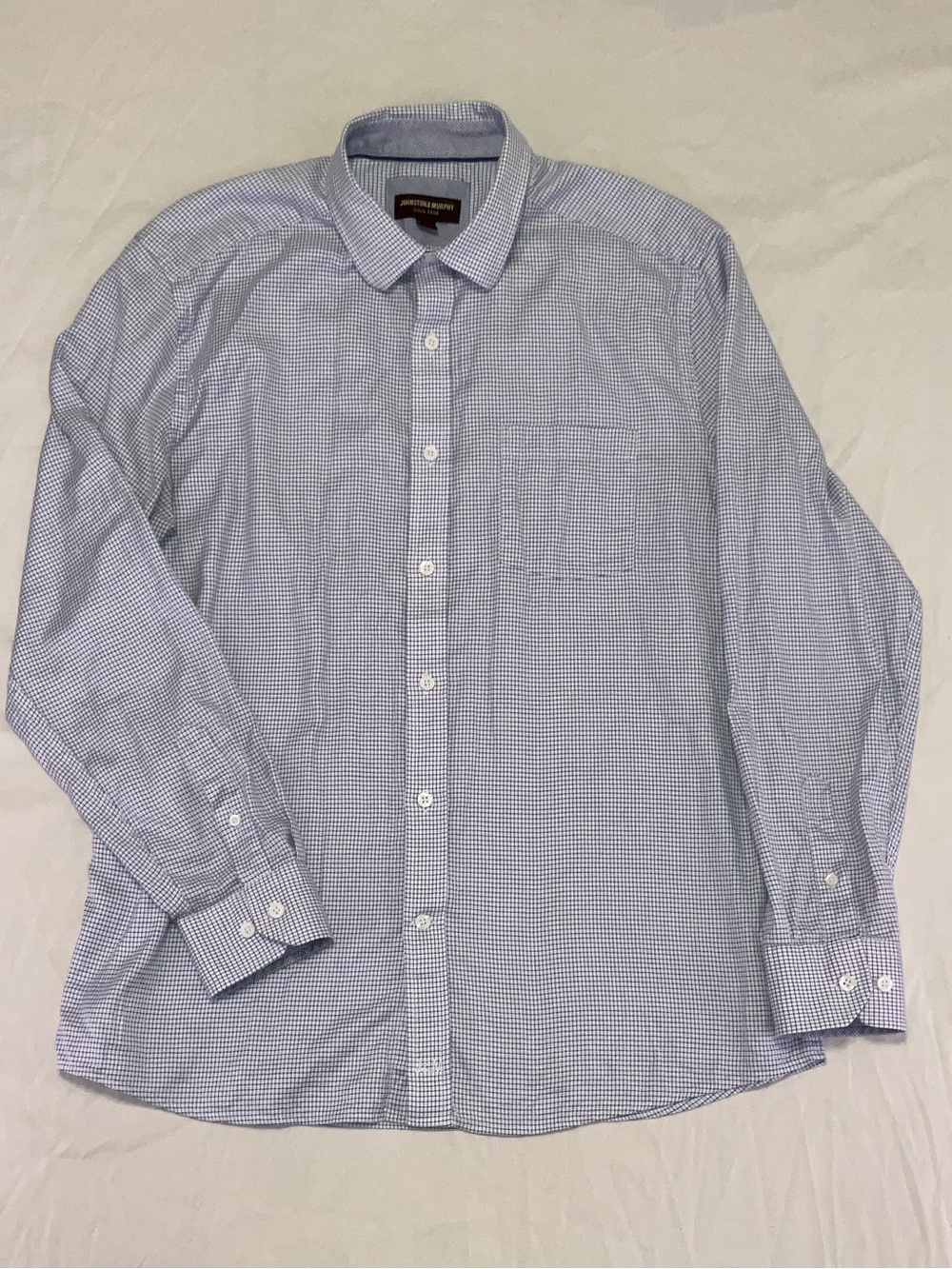 Johnston & Murphy Men's Micro-Check Long-Sleeve Button-Up Shirt size L
